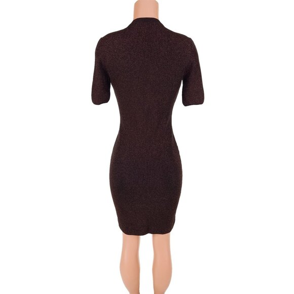 Just Cavalli Lurux Cocktail Evening Dress Size 8 Brown Metallic NWT $550 - Picture 5 of 9